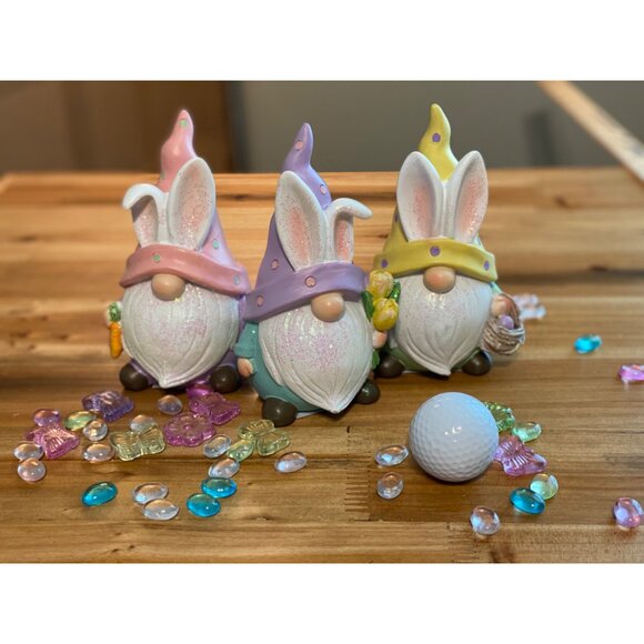 Set of 3 Easter Bunny ear gnomes Easter tiered tray Springtime decoration - Picture 11 of 12